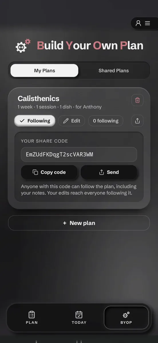 Share a plan with one code